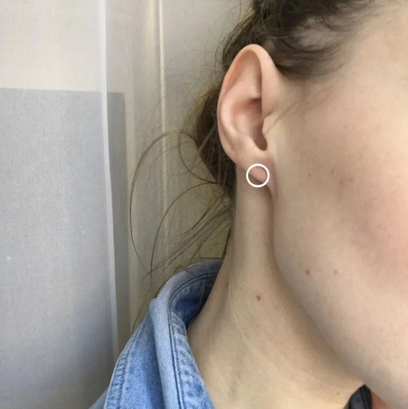 NEW S925 Geometric Minimalist Circle Stud Earrings‎ - Picture 12 of 16